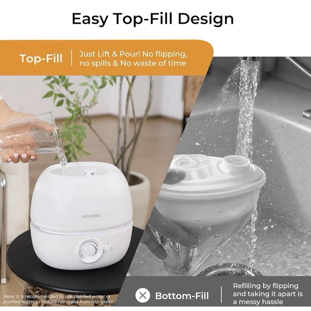 BOXING 3L Top Fill Cool Mist Humidifier Quiet Aromatherapy Night Light BPA Free - Picture 3 of 8